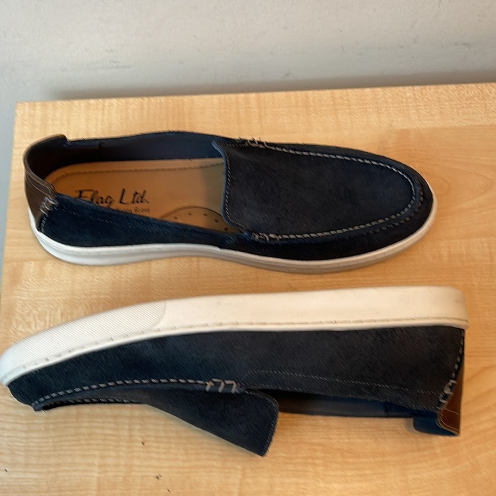 Flag Ltd. Leather Blue Boardwalk Nappa Glove Lining Slip-On Loafers - New